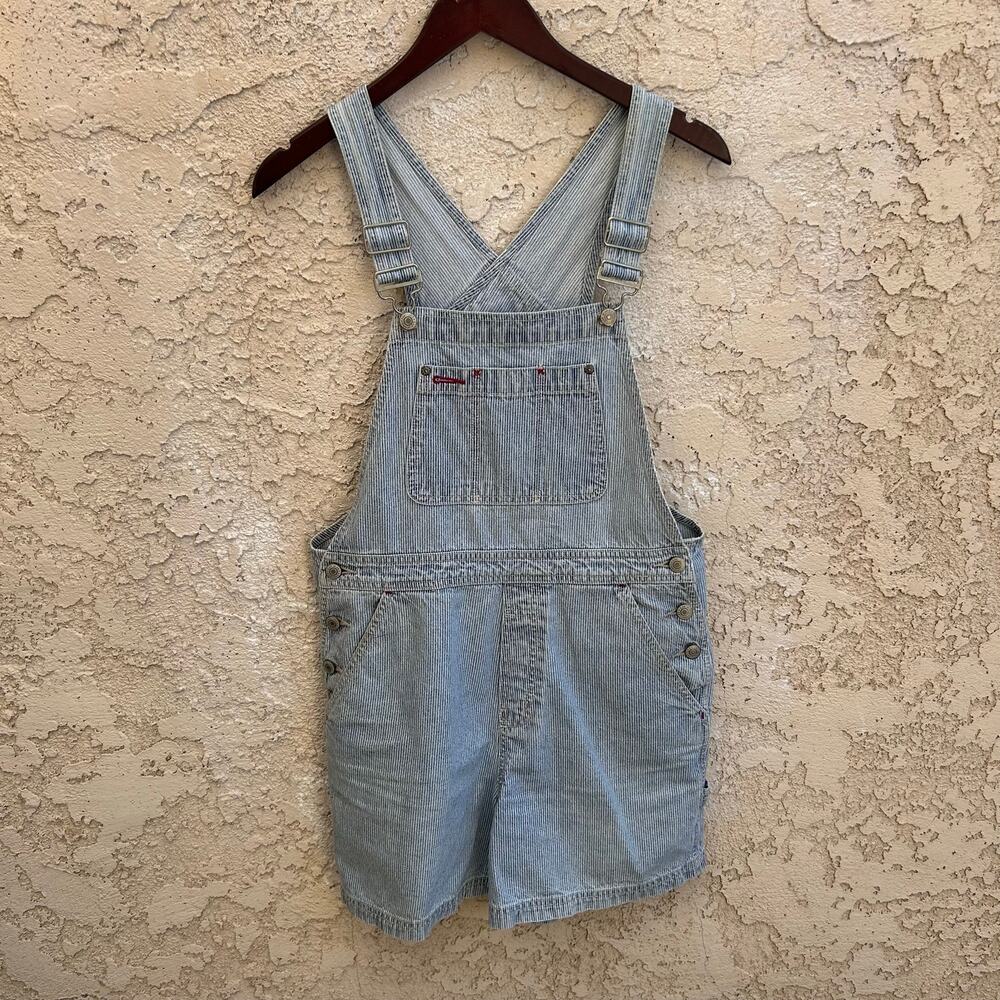 Vintage Gap Hickory Stripe Shortalls Overalls Size Small
